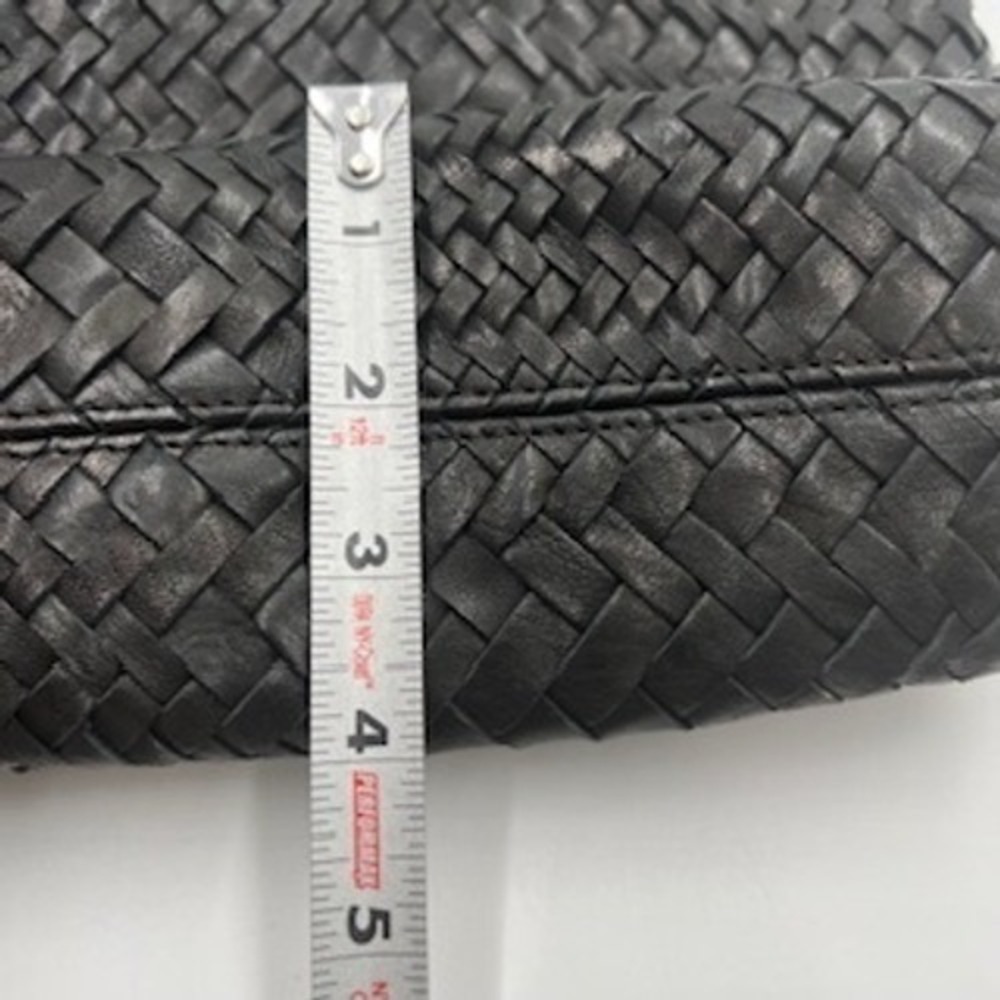 Enzo Poli Black Woven Leather Hobo Shoulder Bag‎ Silver Hardware Medium - Picture 14 of 16